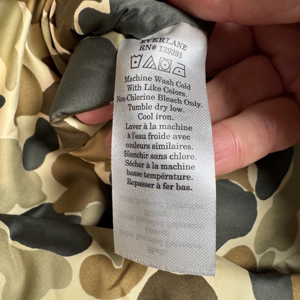 NWT Everlane ReNew Long Liner Camo Quilted Jacket XS Zip Front Pockets Packable - Picture 7 of 9